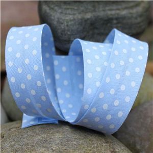 Bias Binding Polka Dots - Lt Blue/White